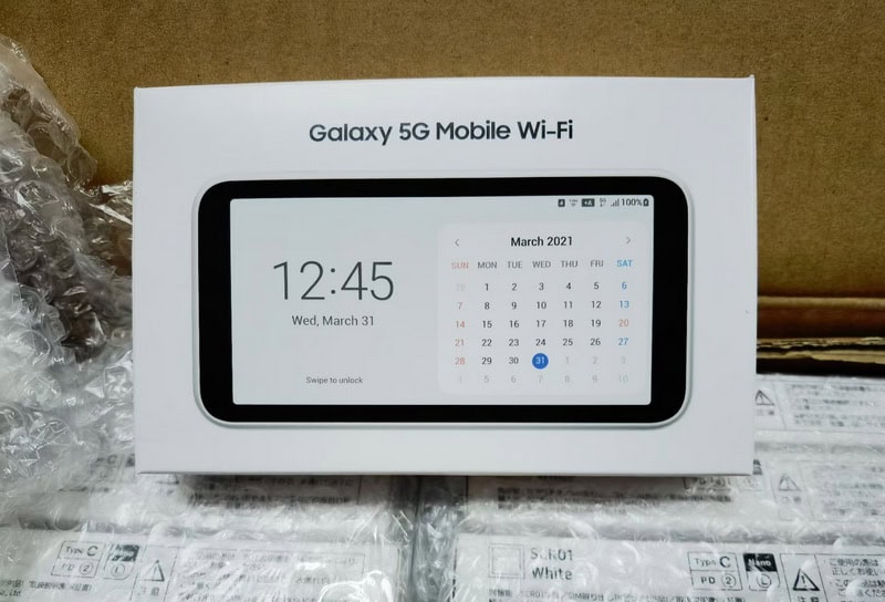 box of SAMSUNG Galaxy 5G Mobile Wifi SCR01 