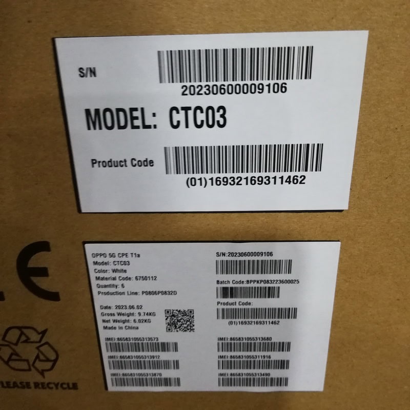 oppo 5g cpe T1a ctc03 package